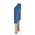 A blue plug fuse with metal poles, standing upright, against a white background. Developed for electrical connection.