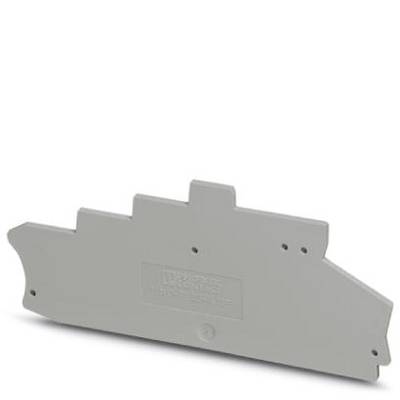 A grey plastic piece with multiple holes and a raised, rectangular area in the centre. It has an irregular shape.