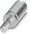 Cylindrical metal component with threading at one end and a groove at the other end, potentially part of a mechanical component.