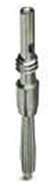 A metallic tool with a knurled handle, consisting of two cylindrical parts, likely used for precision mechanics.