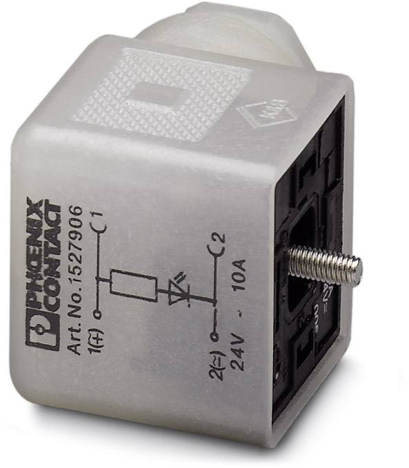 A rectangular adapter block from Phoenix Contact with a screw at the front. Labelled with 'Art. No.: 1527906' and technical symbols.