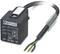 A black relay from Phoenix Contact with 24V AC/DC and 4A, connection options with stripped cables in Black, Blue, Green/Yellow.