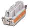 Rectangular connector with orange and grey housing, multiple pole connections and screw terminals, designed for industrial applications.