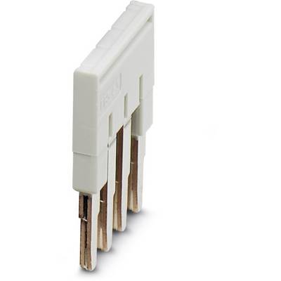 A white plastic plug with four copper pins, used for electrical connections.