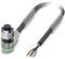 Black electric cable with metal plug and exposed copper wires, suitable for industrial applications.