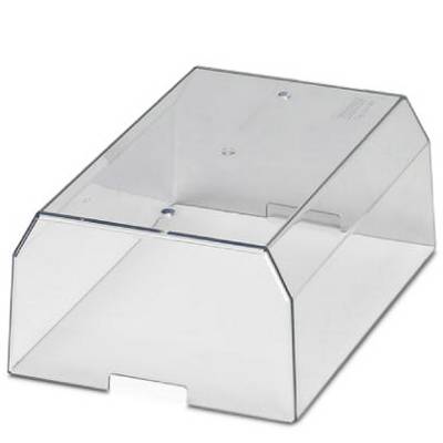 Translucent rectangular plastic lid with a bevelled design, suitable for covering containers or trays.