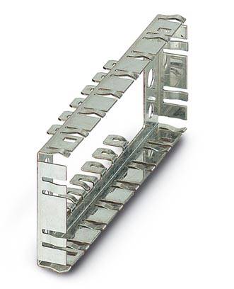 A rectangular, metallic tool for tightening or loosening cable ties, with multiple teeth along the edges.