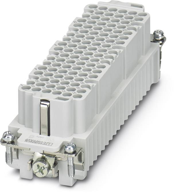 A large grey electrical connector with multiple slots, suitable for industrial applications.