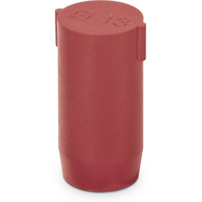 Red plastic cylindrical stopper.