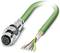 A multi-core electrical cable with a green outer sheath and metallic connector, designed for industrial applications.