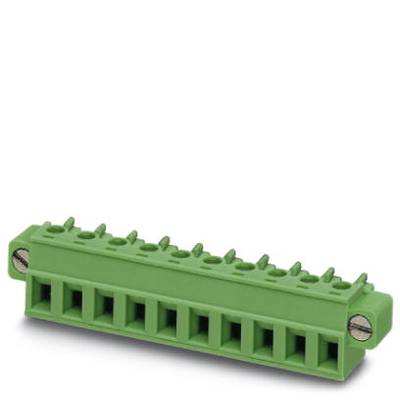 Green electrical connector with multiple terminal blocks, suitable for electrical engineering applications.