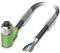 A green power cable with an angled plug and exposed wire ends. Suitable for industrial applications.