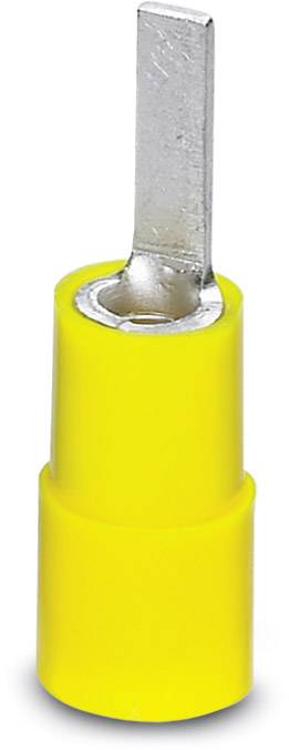 A yellow flat blade connector with a metal clip, suitable for electrical connections.