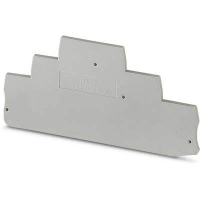 Grey plastic component with stepped edges and a rectangular area in the centre. Potentially for mechanical applications.