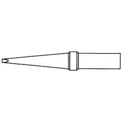 Representation of a soldering tip. It has a narrow, conical shape with a broader base for connection to a soldering iron.