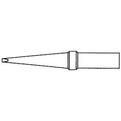 Diagram of a soldering iron tip with a cylindrical body, conical tip, and ring-shaped section between the body and tip.