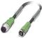 'A green, industrial cable with connectors at both ends, suitable for robust electrical connections in demanding environments.'