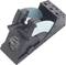 Soldering iron stand made of black plastic with built-in solder sponges and metal scraper, suitable for soldering work and storage.