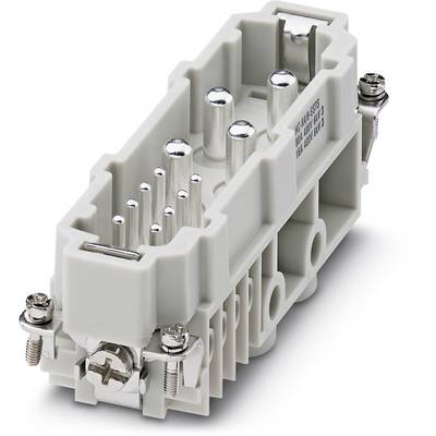 Grey electrical plug with multiple metal pins, two screws, and clear connection details.