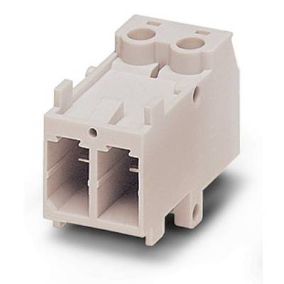 A cream-coloured, two-pin electrical plug adapter made of plastic with side connection grooves.