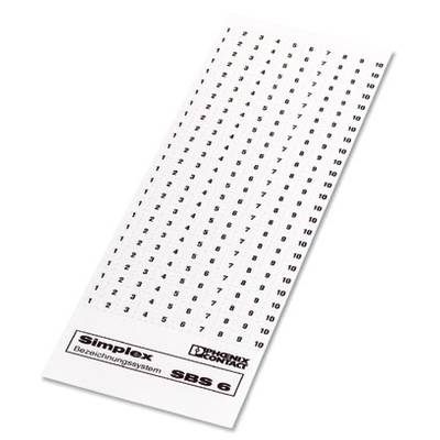 A chart with black numbers from 0 to 10 in rows and columns. Below are 'Simplex', 'Designation System', and 'SBS 6'.