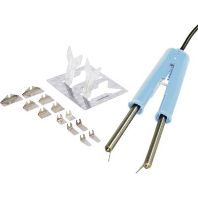 Soldering iron with various soldering tips and stand. Used for carrying out soldering work on electronic components.