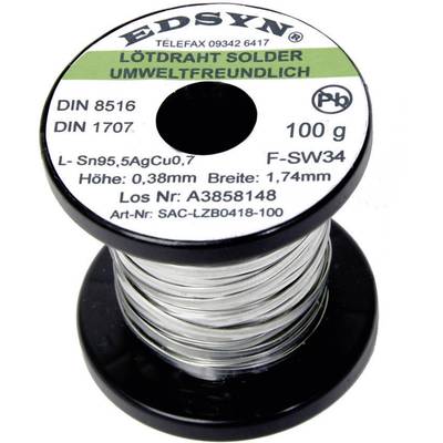 Edsyn SAC-LZB 0418 Solder, lead-free Reel Sn95,5AgCu0,7 100 g 1.74 mm