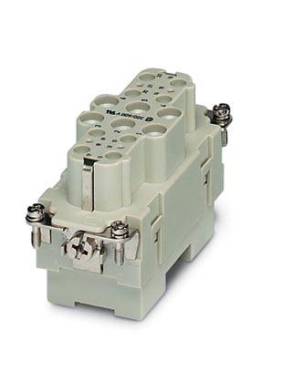 A grey industrial plug with multiple connections and screw terminals, suitable for electrical connections and controls.