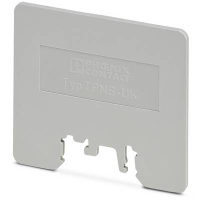 'PHOENIX CONTACT Type TPNS-UK', grey plastic cover for electrical connections, rectangular with two clips along the bottom edge.