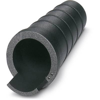 Black, cylindrical hollow body with grooves running along its length. Lateral opening visible at the lower end.