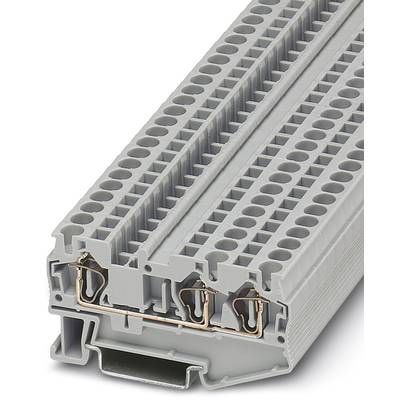 A grey, double-tier terminal block with multiple connection points, suitable for electrical connections in control cabinets.