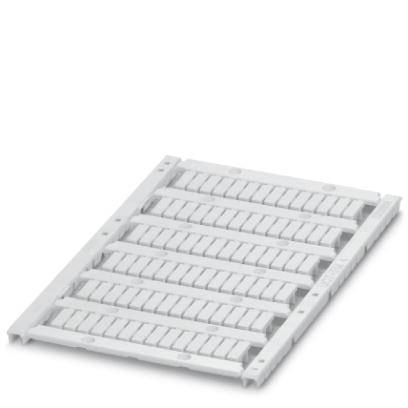A white, rectangular cable trunking cover with parallel, narrow longitudinal slots.