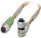 An orange connection cable with green and silver connectors at both ends, suitable for industrial applications.