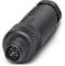 Black, cylindrical multi-pin connector, suitable for industrial applications.