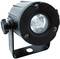 A small, cylindrical LED spotlight with a mounting bracket. It is manufactured from black material and is used for illumination.