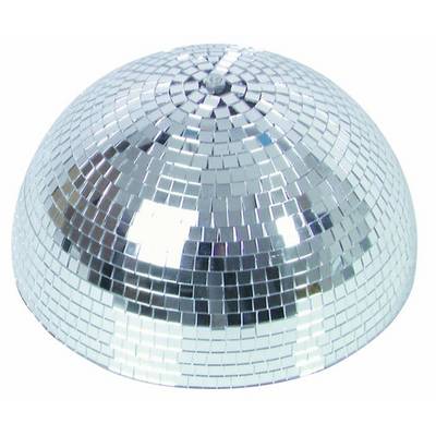 A hemisphere-shaped disco ball with mirrored tiles reflecting light.