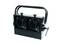 A black, portable fog machine with two exit ports and a side crank handle, suitable for stage effects.