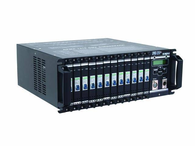 A rectangular electronic device with numerous small switches and displays on the front; likely used for data processing.