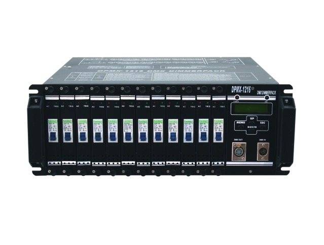 Black electronic device with multiple ports and a screen on the front, likely a network switch or server.