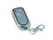 Silver, rectangular key fob with press buttons A and B, integrated hook, and a small black dot in the top left corner.