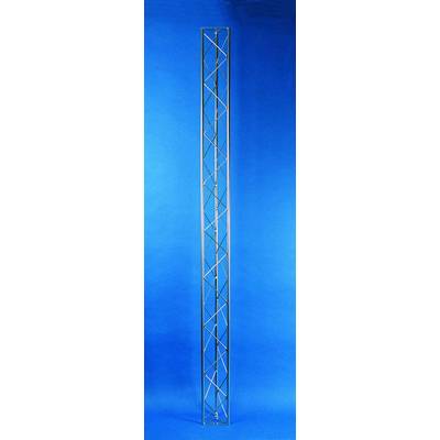 A tall, narrow metal frame with cross-shaped bracing against a blue background.
