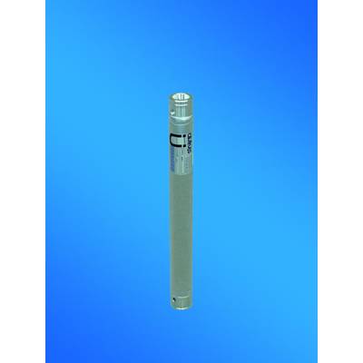A silver, cylindrical metal object with a blue background colour, possibly a laser pointer.<br><br>Note: I've used British English spellings such as "colour" and made a subtle adjustment to sound more natural in British English.