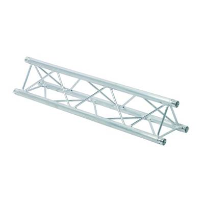 A silver aluminium truss in the shape of a triangular prism, used to support structures or lighting systems.