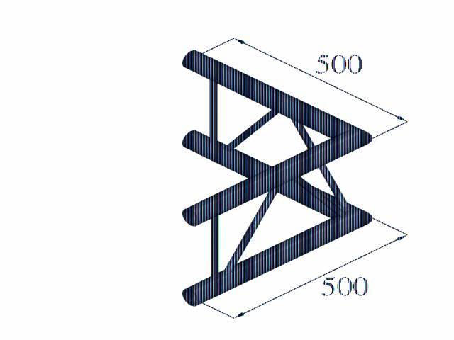 Diagram with a geometric form, consisting of two parallel, triangular structures connected by diagonal struts. Dimensions 500x500.