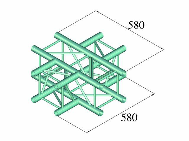 Isometric drawing of a diagonal steel lattice, dimensions 580 x 580.