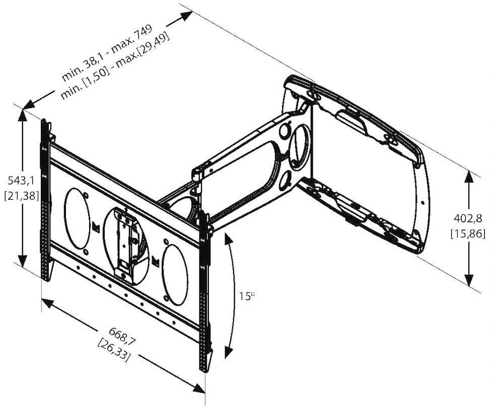 Vogel's PFW 6850 TV wall mount 81,3 cm (32") - 182,9 cm (72") Tiltable, Swivelling, Retractable-2