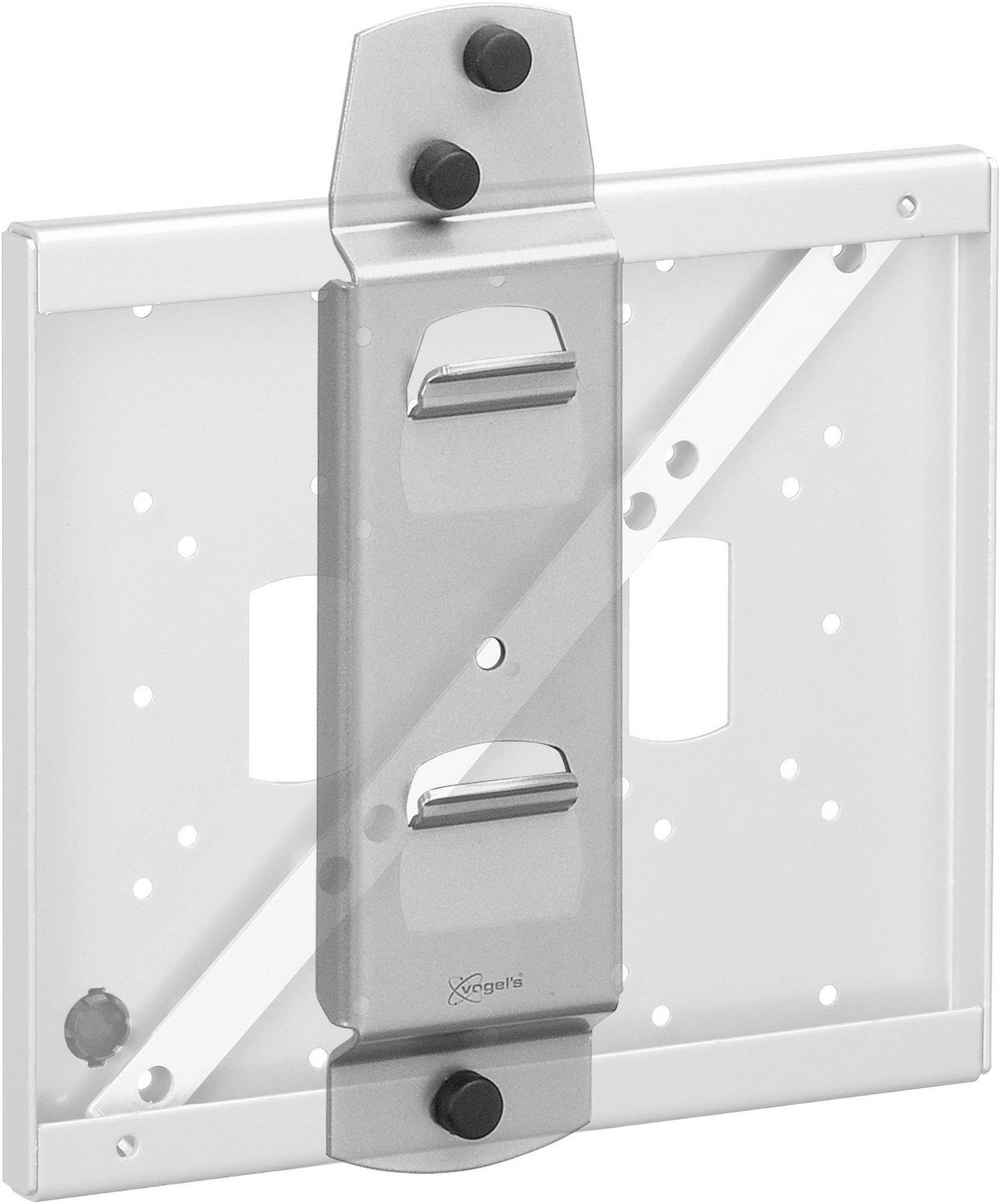 Metal wall bracket with a rectangular shape and multiple mounting holes, silver bracket in the centre.