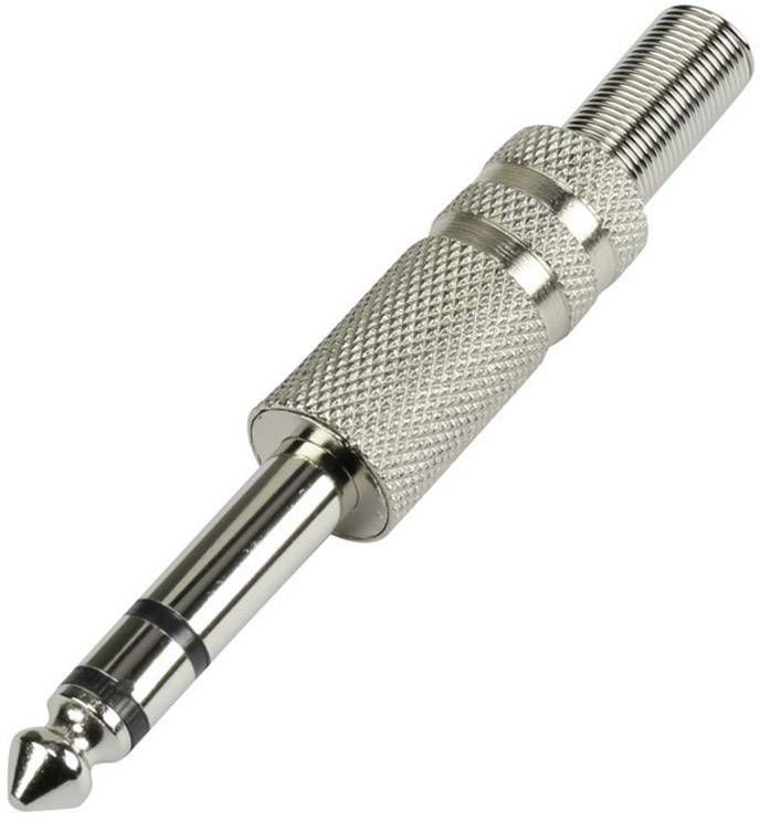 TRU COMPONENTS 595203 6.35 mm audio jack Plug, straight Number of pins: 3 Stereo Silver 1 pc(s)