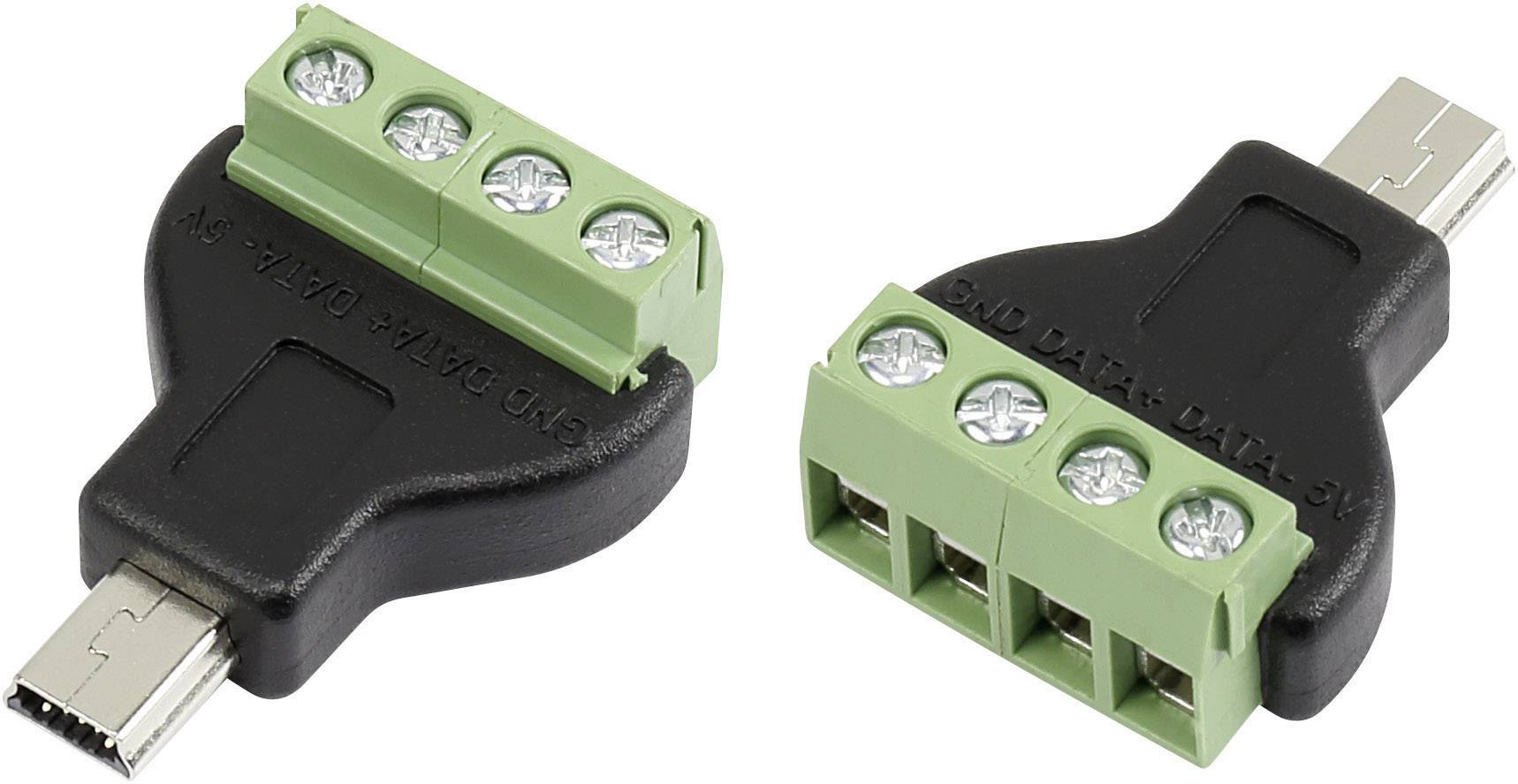 TRU COMPONENTS MN-USB4M USB-Plug connector with screw connection Plug, straight Mini USB-plug type B Content: 1 pc(s)