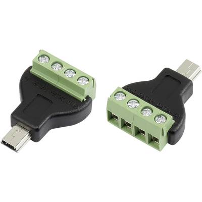 USB-Plug connector with screw connection Plug, straight MN-USB4M Mini USB-plug type B 595239 Conrad Components Content: 